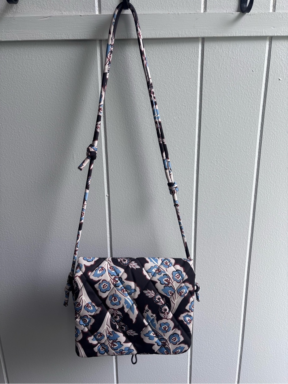 Vera Bradley Brown, Blue & Cream Quilted Floral Crossbody Bag